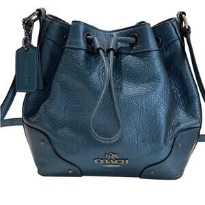 Coach Baby Mickie Drawstring F35363 Metallic Midnight Blue Crossbody w/Hang Tag